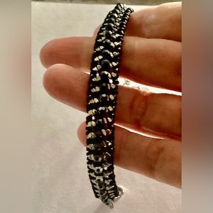 Stella & Dot black crystal & silver bracelet